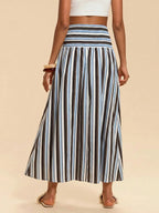 Travachic Women's Ruched Striped Casual Vacation Midi Skirt