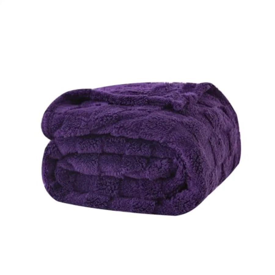Fleece Throw Blanket 50"×60" for Couch Sofa Bed, Super Soft Cozy Plush Microfiber Flannel Blanket with 3D Checke Design Lightwe