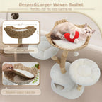 Indoor Use, Solid Wood Material, Boho Color Scheme, Luxury Multi - Level Cat Furniture with Condo and Basket