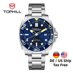TOPHILL 43mm Men's Diving Watch NH34 GMT Automatic BGW9 C3 Luminous Quick Adjust Bracelet 300M Waterproof Sapphire Luxury TD012G