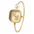 Elegant women's watch, featuring a simulated quartz square case, bar markers, and a bracelet design with imitation pearl embellishments; suitable for all seasons and professional settings