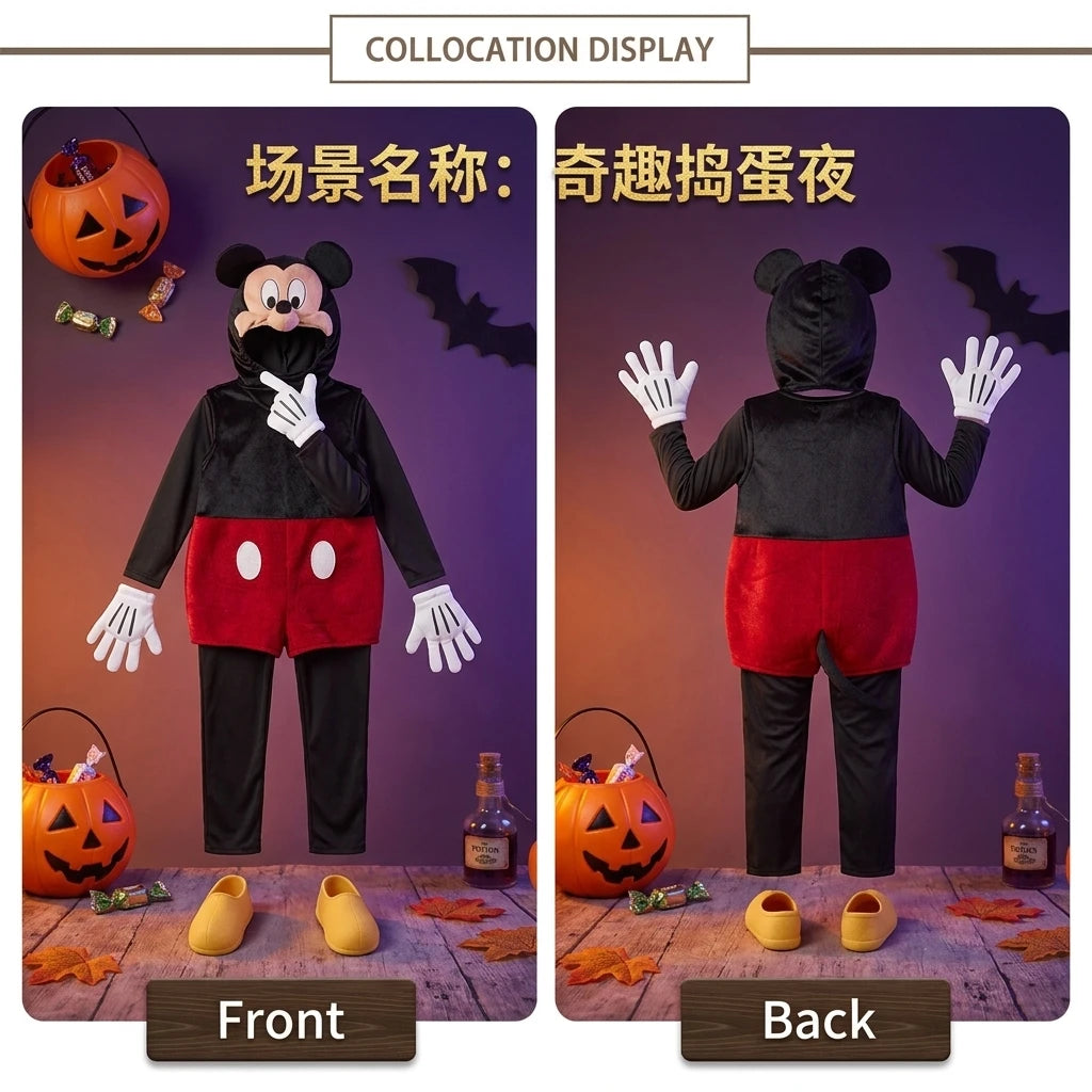 Halloween Costume Adult Family Mouse Cartoon Animal One Piece Romper Jumpsuit Set Party Outfit Plush Fleece