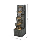 39.4" Outdoor Water Fountain, Tall 4-Tier Cascading Waterfall Fountain with Warm LED Lights, Stone-Look Resin Water Feature with Quiet Pump for Patio Garden Porch Entryway Backyard Decor