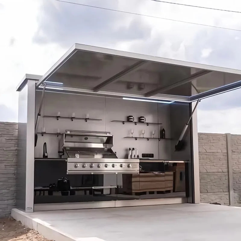 Hot Sale  Capsule House  Outdoor BBQ Modular Kitchen Modern Premium Style with Integrated Cultured Stone Tiny House