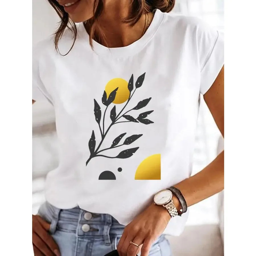 【New Arrival】Women's White Dragonfly Print Tee Let It Be Summer Casual Top