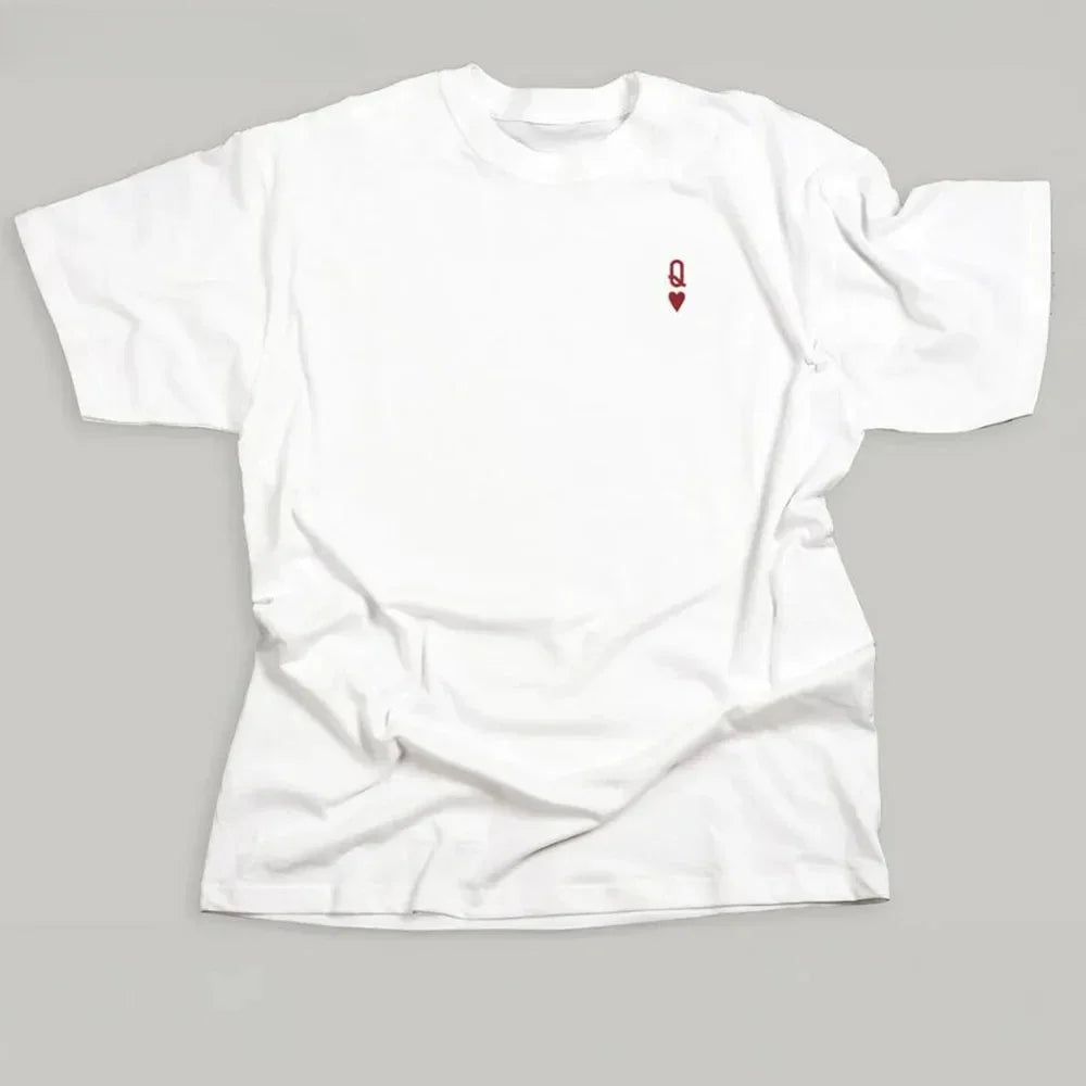 Women T-shirt Light Cotton Crew Neck Short Sleeve Oversize Fit Soft Comfort Summer Heart Letter White Graphic Loose Casual Daily Tee