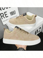 Solid Color Lace Up Thick Sole Skate Shoes Comfortable Non Slip Versatile Casual Walking Sneakers For Men Daily Outdoor All
