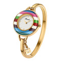 Binda Women’s Elegant Waterproof Quartz Watch – Rainbow Gold Stainless Steel Bracelet, Round Delicate Dial