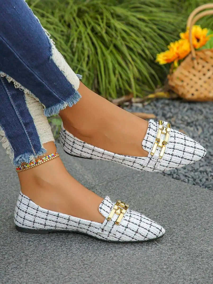 Pink Bowknot Pointed Toe Slip-On Flats For Women Comfortable Casual Summer Shoes
