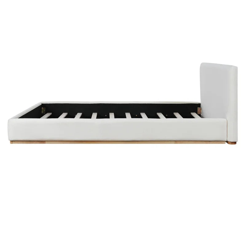 Elegant White Upholstered King Bed with Solid Wood Frame for Ultimate Comfort