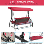AOOU 3-Seat Patio Chair Deluxe Porch Swing with Adjustable Canopy Removable Cushion