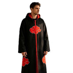 Anime Red Cloud Cosplay Cloak Black Long Robe Hood Stand Collar Halloween Carnival Party Stage Performance Costume for Men Women