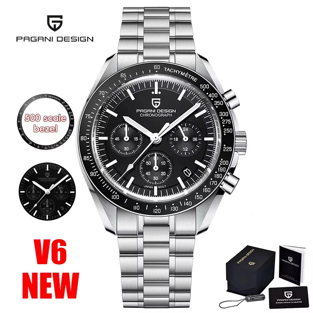 PAGANI DESIGN Moon Mens Watches Quartz Automatic Watch Men Luxury Sports VK63 Chronograph Waterproof Sapphire Reloj Hombre 2025