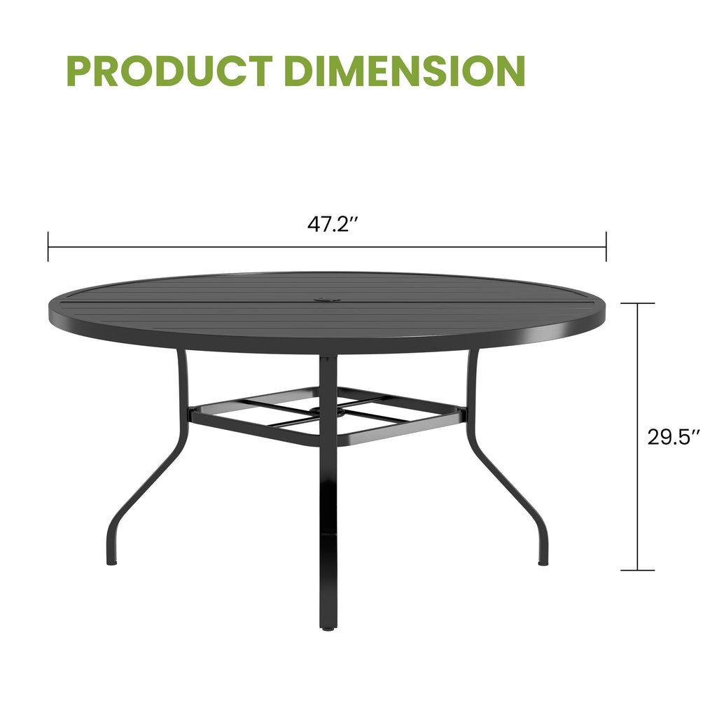 Farini 7-Piece Outdoor Dining Set for 6, Round Patio Table with 6 Chairs, Garden Furniture for Backyard, Deck