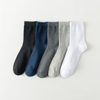 10 Pairs New Men's Cotton Socks Black Business Men Socks Soft Breathable Autumn Spring for Male White US6-10