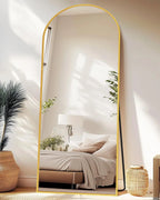 Full-Length Floor Mirror with Stand, 58"x18" Arched Style Full Body Standing Mirror for Bedroom, Living Room, Gym,, Customized