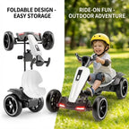 12V electric Kids Pedal Go Kart, Folder Go Kart, Outdoor Ride on Toy with Adjustable Seat, 4 Wheels for Boys and Girls