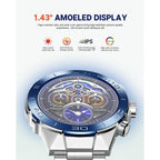 1.43" AMOLED Screen Smart Watch for Men with 24/7 Health Monitor, Fitness Tracker & 400mAh Battery