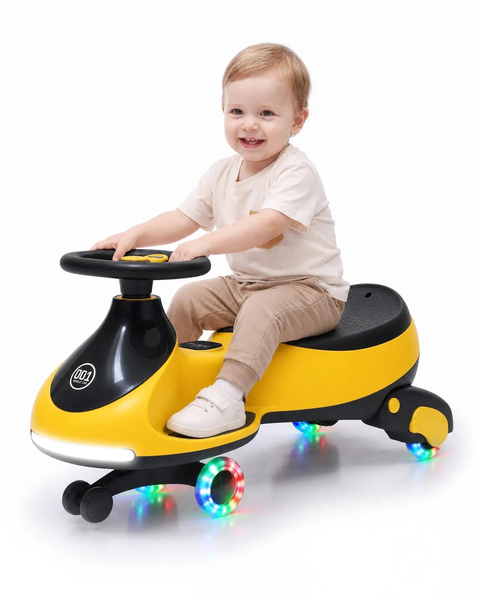 12V 2-in-1 Kids Electric Wiggle Car Ride On – Pedal & Swing, 360° Steering, Flashing Wheels, Music, Anti-Rollover, Rechargeable Battery, High Weight Capacity – Indoor Outdoor