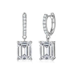 OXTAO Drop Earrings Necklace Jewelry Set D VVS1 with Certified Emerald Cut Moissanite Pendant Necklace for Women Luxury Anniversary Gift