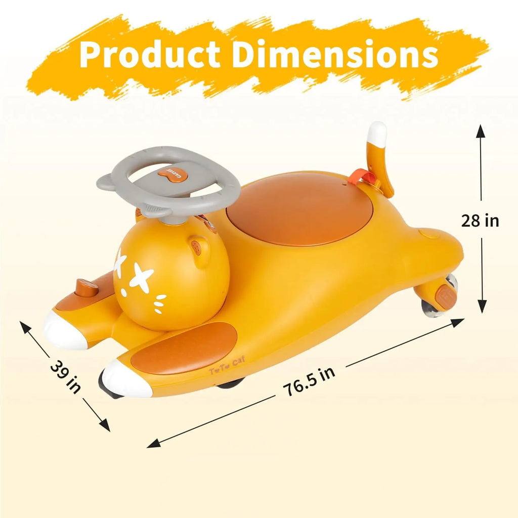 12V Kids Electric Wiggle Ride-On Car With Pedal, Rechargeable Cartoon Cat Twist Toy Vehicle For Toddlers Indoor Outdoor Ride