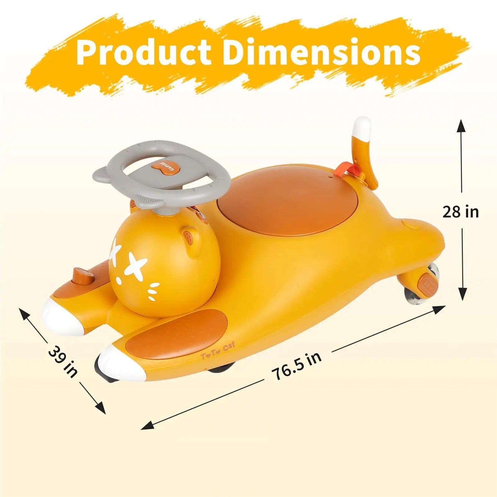 12V Kids Electric Wiggle Ride-On Car With Pedal, Rechargeable Cartoon Cat Twist Toy Vehicle For Toddlers Indoor Outdoor Ride