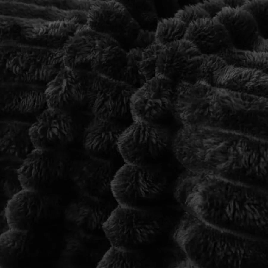 Black Fleece Throw Blanket 50"×60" for Couch Sofa Bed, Super Soft Cozy Plush Microfiber Flannel Blanket with Stripes Design Lig
