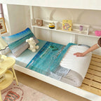 3pcs blue ocean Printed Coreless Bed Sheet Summer Set Multi Size Comfortable Bedding Decoration Machine Washable