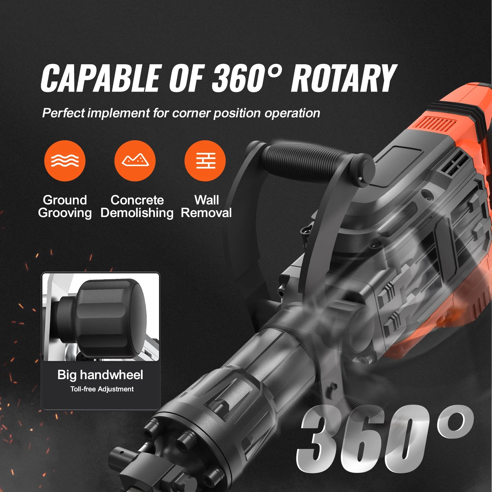 SucceBuy Demolition Jack Hammer 3500W Concrete Breaker 2pcs Chisel Gloves for Trenching 1900 BPM Heavy Duty Electric Jack Hammer
