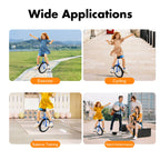 16 Inch Unicycle Outdoor One Wheel Bike Height Adjustable 28-32in 110lbs Capacity Manganese Steel for Balance Training Fitness