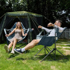 Portable Heavy-Duty Hammock Chair with Adjustable Backrest, Supports 300lbs, Ideal for Camping, Travel, and Patio, Blue 2-Pack