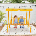 2-Seater Porch Swing Chair With Metal Stand Adjustable Canopy Outdoor Furniture