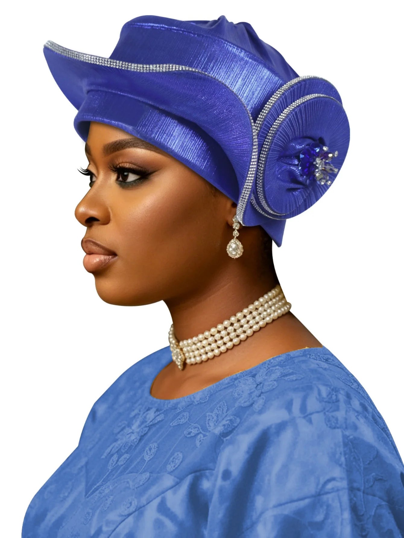 New Model, High-End, Traditional, Three-Dimensional Shaped Snail-Style Women's Hat The Delicate Flower Bud Design on the Side, Surrounded by Double Silver Edges. Suitable for Weddings, Celebrations, Dinners, Festival Gatherin