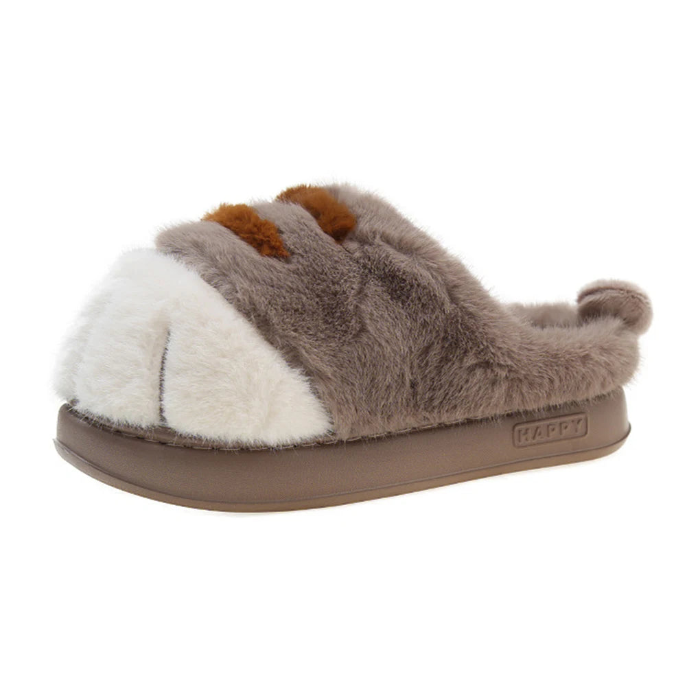3D Cat Paw Plush Slippers Warm Slip-on House Shoes Comfortable Fluffy Home Slippers Anti Slip Cute Paw Slippers for Men Women