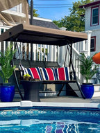 3-Seat Deluxe Outdoor Patio Porch Swing with Weather Resistant Steel Frame, Adjustable Tilt Canopy, Beige