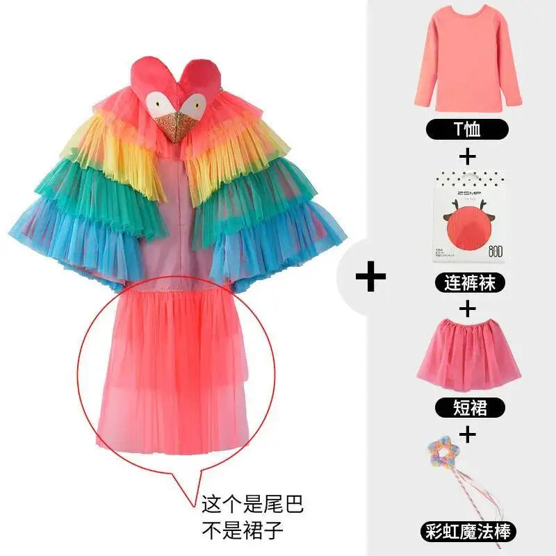 Halloween Children's Costume Cosplay Animal Parrot Performance Costume Kid Cloak Kindergarten Prom Animal Clothing