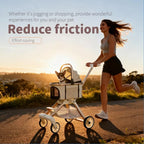 All-Terrain Pet Stroller, Lightweight Aluminum Frame, Beige, Shock Absorption Wheels