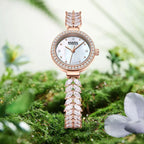 Mark Fairwhale Casual Small Pearl tone Dial Women's watch Waterproof  Fish tail bracelet Full Diamond Watches for Women