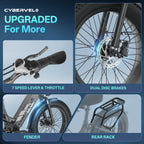 1000W Peak 20" Fat Tire Step-Thru Electric Bike 7-Speed City Commuter Ebike, 48V 20AH Removable Battery for Adults Cybervelo EK12