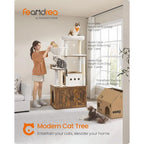 66.9-Inch Large Cat Tower with Litter Box Enclosure, Condo, Food Station, Storage, Scratching Posts, Cave, Hammock, Washable Cus