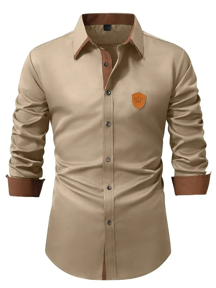 Mens Business Casual Long Sleeve Button Down Dress Shirt Formal