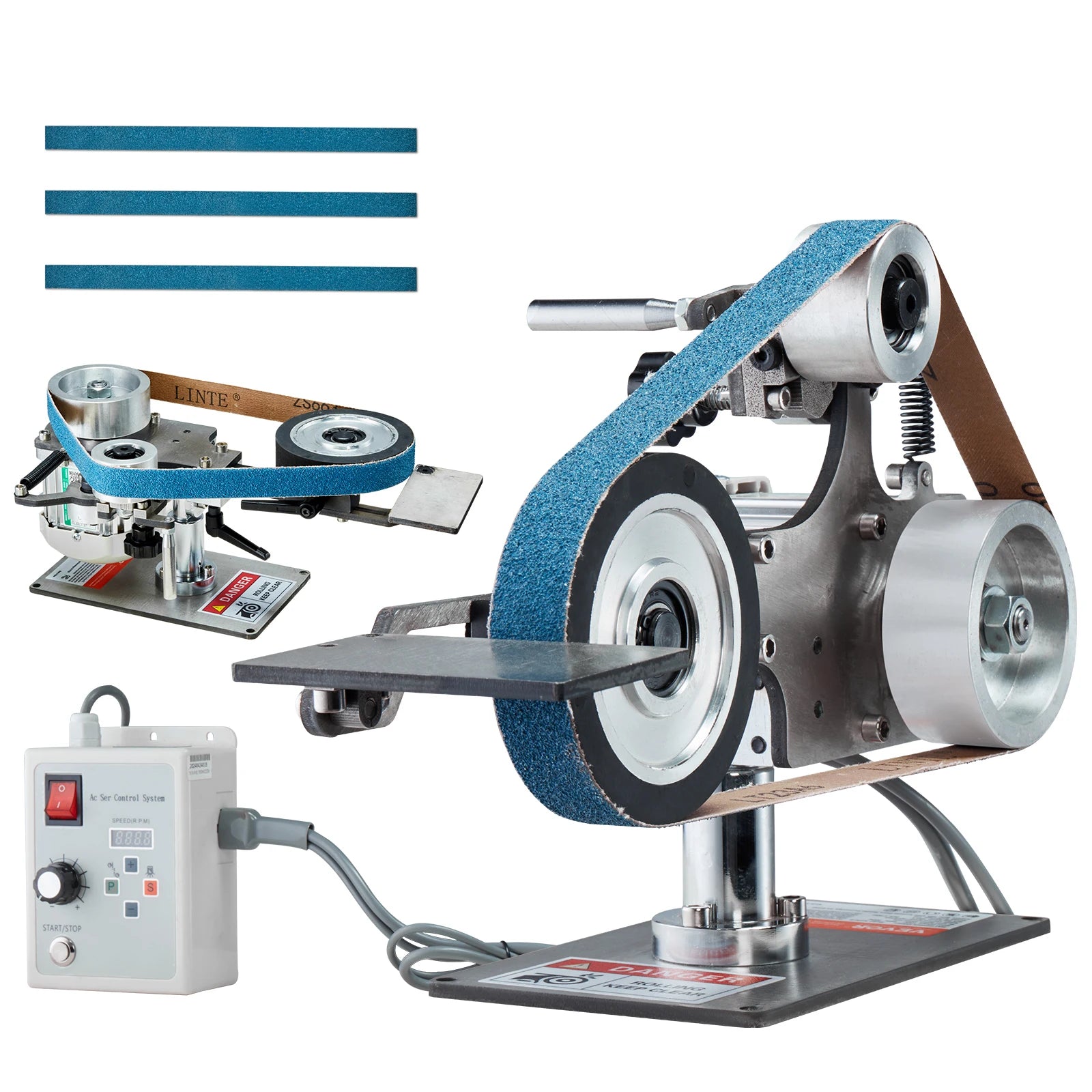 SucceBuy Belt Grinder Sander 30 x1-Inch Variable Speed Belt Polisher W/VFD 550W Grinding Polishing for Metalworking Knife Making