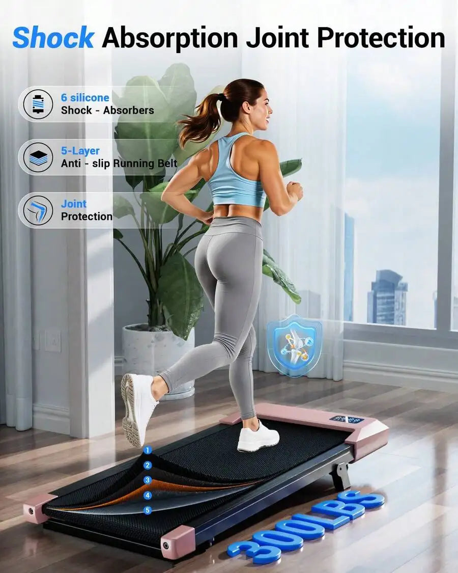Foldable 6% Slope Under Desk Treadmills 2.5 HP Quiet Walking Pad Portable Remote Control LED Display 300LBS Exercise Walkingpad