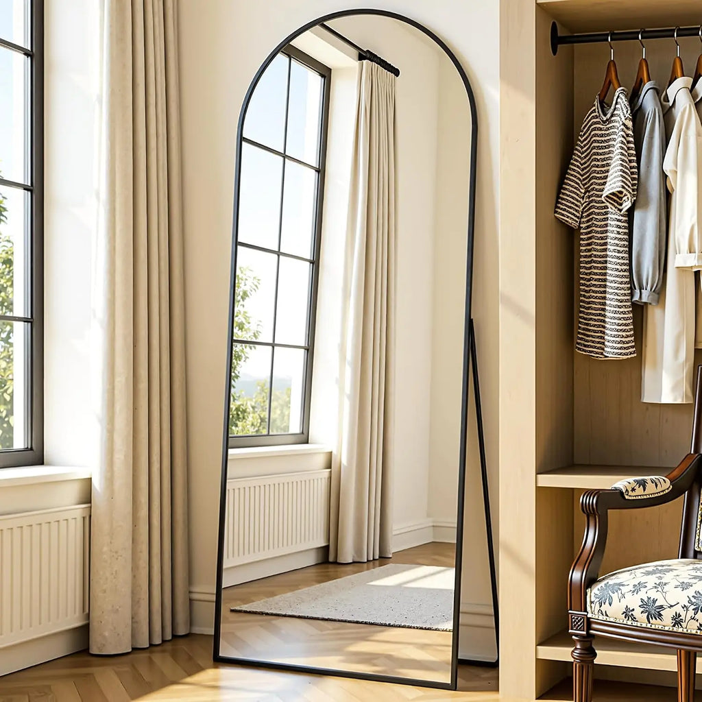 Arched Full Length Mirror 58 x 18 Inch, Full Body Mirror with Stand, Standing Hanging or Leaning Against Wall,, Customized