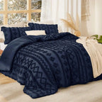 Boho Style Embroidery Bedding Set, Tufted Comforter for Room Decoration, Practical Supplies for Dorm & Apartment, Nice Present for Graduation and Back To School