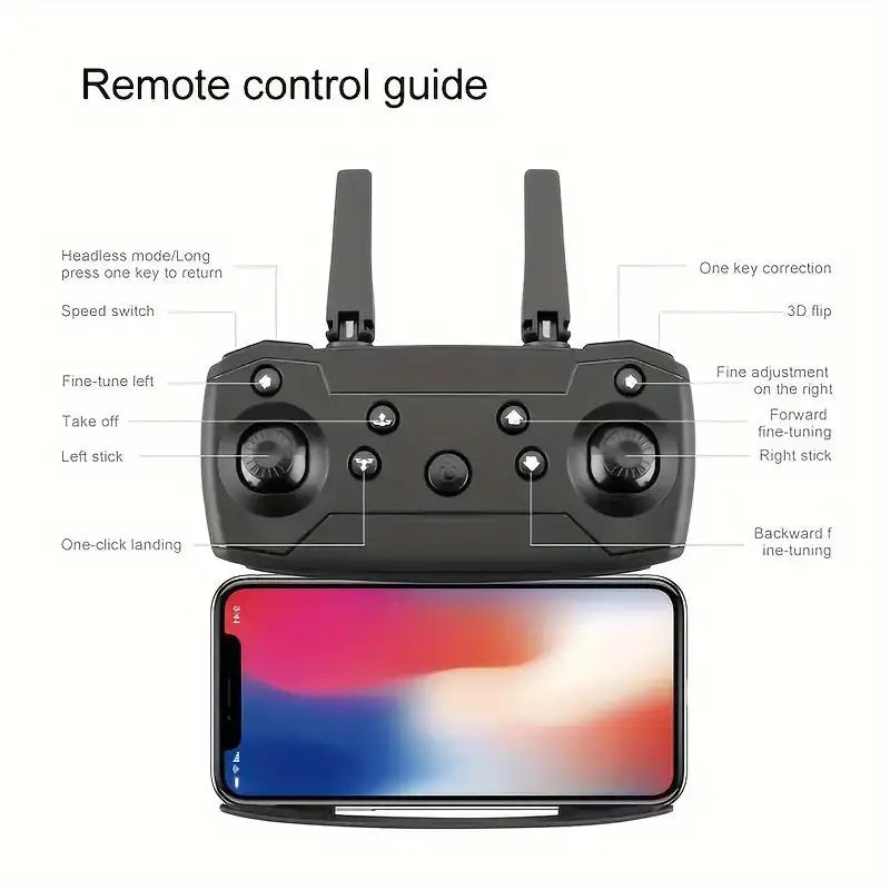 E88 Pro MAX Drone Offers Optional Screen Remote Control / Regular Remote Control / 3PS Battery, Dual Cameras, Two Batteries, Brushless Motor, Obstacle Avoidance Function, Foldable Quadcopter. LED Lights. Ideal Gift. Suitable