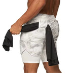 Sports Shorts Jogging Training Quick Dry 2-in-1 Double Layer Elastic Waist Taffeta Regular Fit Summer Men Single Pair
