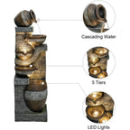 Multi-Level Outdoor Water Fountain - 42.5 Tall Cascading Feature - Ideal for Decks, Patios, Yards