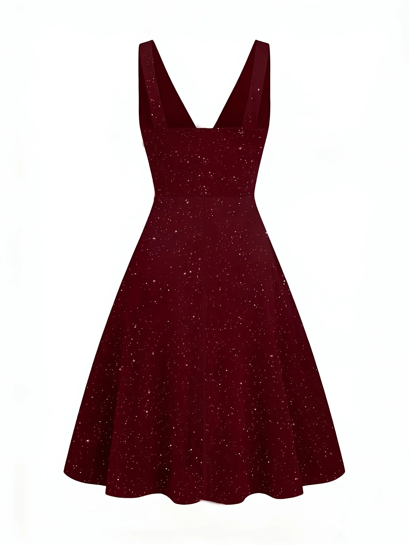 Plus Size - Plus Size - Plus Size Women'S Elegant Statement Shimmer V-Neck Ruched Waist Dress