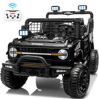 2 Seater 24V Kids Electric Ride On Off-Road Truck with Remote Control Bluetooth LED Lights, 2-Seat Ride On Vehicle Toy for Kids Boys Girls Gift